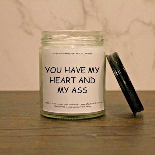 You Have My Heart And My As* Candle | Gift For Him | Gift For Boyfriend | Gift For Husband | Naughty Anniversary Gift For Him | Funny Candle