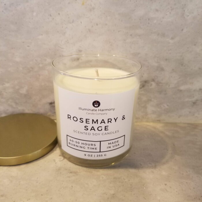 Rosemary and Sage Scented Candle 9 oz - Image 2